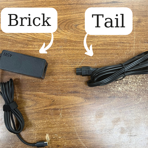 brick and tail of a charger unpluged